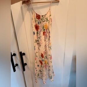 Reformation Cream Floral Slip Dress with Multi-Color Blooms
